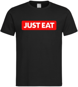 muška crna majica sa tiskom Just Eat