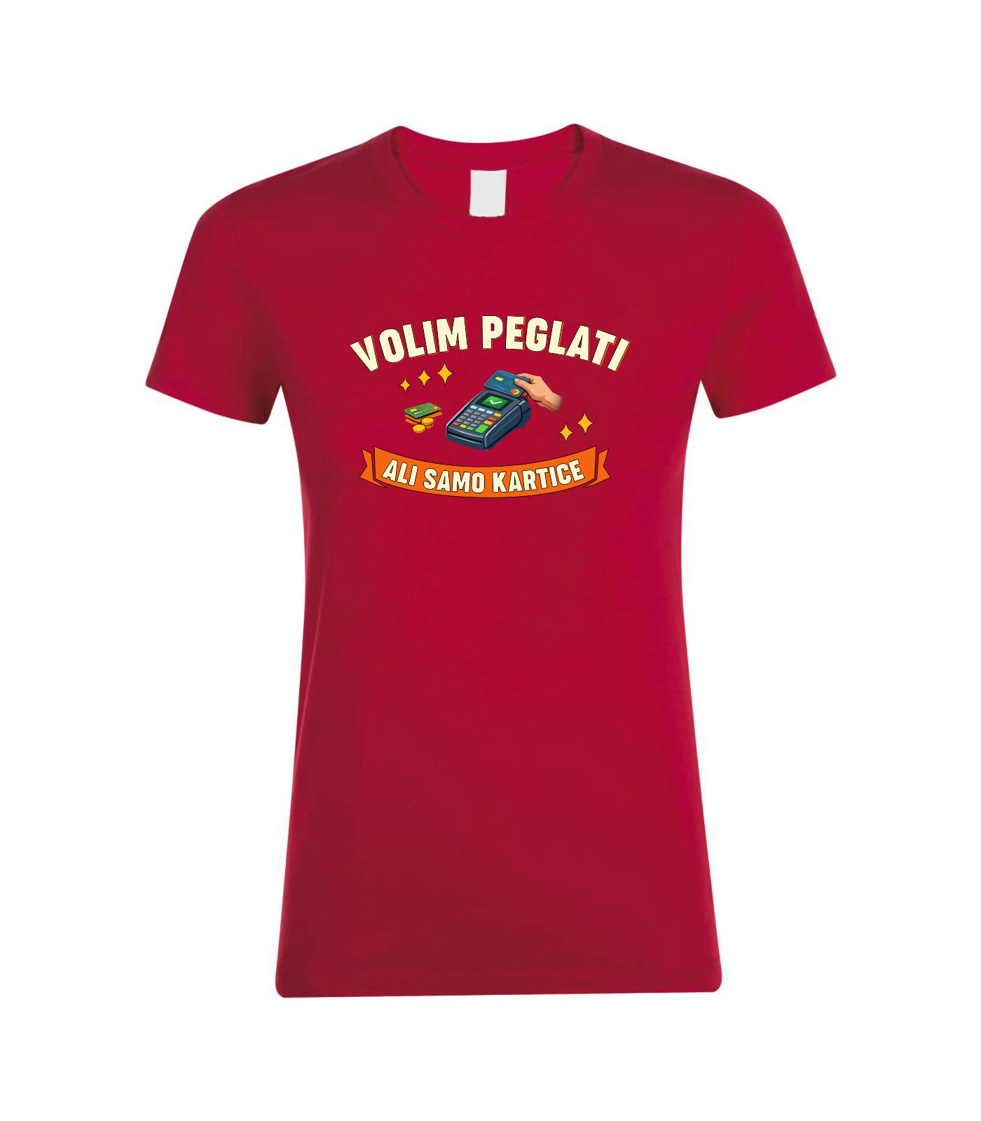 Volim peglati ali samo karticu crvena VOLIM PEGLATI ALI SAMO KARTICE MAJICA - Slika 1